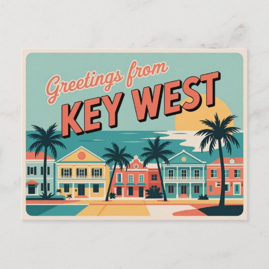 Carte postale vintage West | Salutations de (Devant)