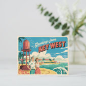 Carte postale vintage West | Salutations de (Debout devant)