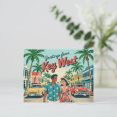 Carte postale vintage West | Salutations de (Debout devant)