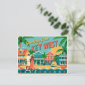 Carte postale vintage West | Salutations de (Debout devant)