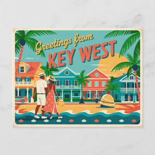 Carte postale vintage West | Salutations de (Devant)
