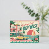 Carte postale vintage West | Salutations de (Debout devant)