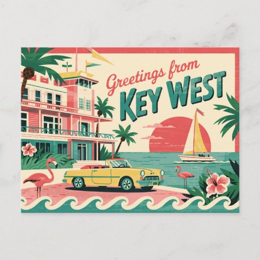 Carte postale vintage West | Salutations de (Devant)