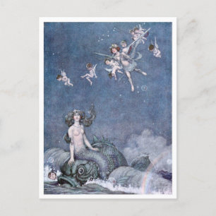 Carte Postale Vintage William H. Robinson Cupid et Mermaid
