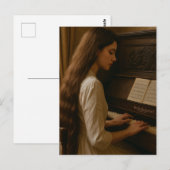 Carte Postale Vintage Woman Pianist (Devant / Derrière)