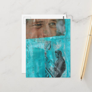Carte Postale Vintage Working Men Noir Blanc Bleu 