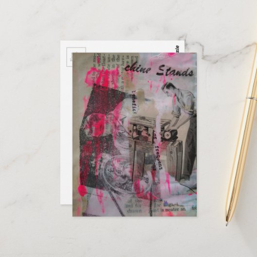 Carte Postale Vintage Working Men Rose Chaud (Devant/Arrière en situation)