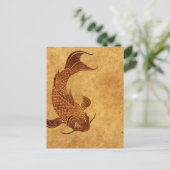 Carte Postale Vintage Worn Koi Poisson Design (Debout devant)