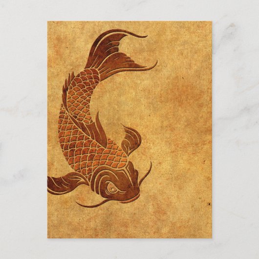 Carte Postale Vintage Worn Koi Poisson Design (Devant)