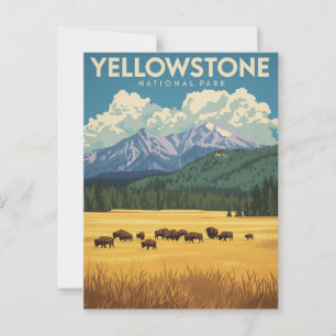 Carte Postale Vintage Yellowstone National Park Travel