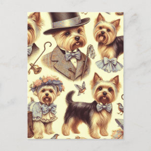 Carte Postale Vintage Yorkshire Terrier sans fil