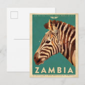 Carte Postale Vintage Zambie Zebra Travel (Devant / Derrière)