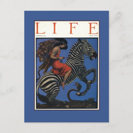 Carte Postale Vintage Zebra Art Nouveau Femme (Devant)