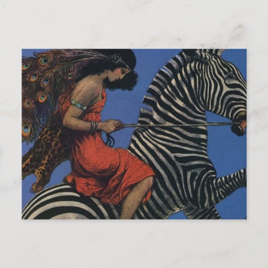 Carte Postale Vintage Zebra Art Nouveau Femme (Devant)