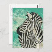 Carte postale vintage Zebra Turquoise (Devant / Derrière)