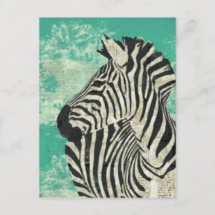 Carte postale vintage Zebra Turquoise