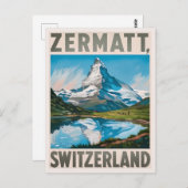 Carte Postale Vintage Zermatt Suisse Matterhorn (Devant / Derrière)