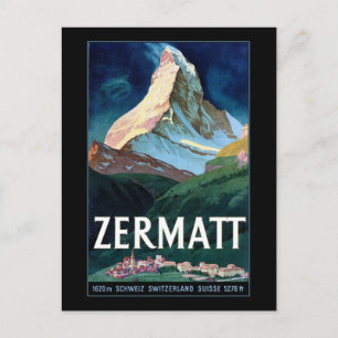 Carte Postale Vintage Zermatt Switzerland Matterhorn Travel