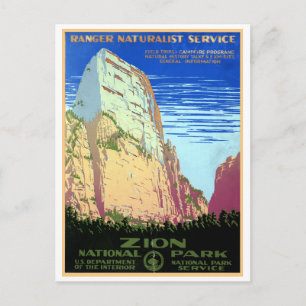 Carte Postale Vintage Zion National Park Travel