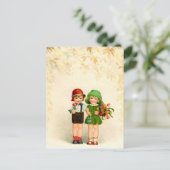 Carte Postale Vintage zwei Kinder und Blumen (Debout devant)