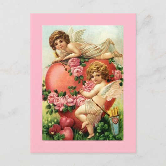 Carte Postale Vintages cupides d'antiquité Valentine's Day Coeur (Devant)