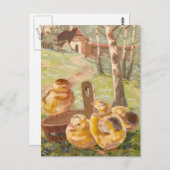 Carte Postale Vintages poussins de Pâques (Devant / Derrière)