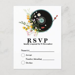 Carte Postale Vinyl Record, Oldies Musique rustique, fleurs, adu