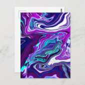 Carte Postale Violet, bleu et Turquoise Abstrait | Penser à vous (Devant / Derrière)