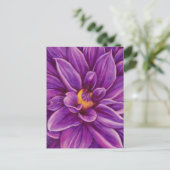 Carte Postale Violet Dahlia Flower Art original (Debout devant)