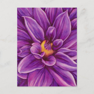 Carte Postale Violet Dahlia Flower Art original