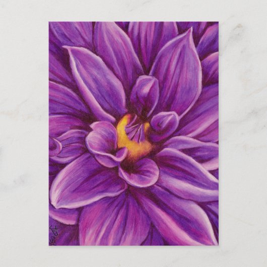 Carte Postale Violet Dahlia Flower Art original (Devant)