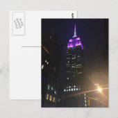Carte Postale Violet Empire State Building NYC Night Skyscraper (Devant / Derrière)