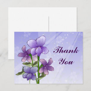 Carte Postale Violet fleurs art imprimé merci