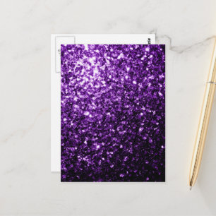 Carte Postale Violet foncé faux brillant paillettes scintillent