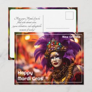Carte Postale 💚 💜 💛 Violet Majesté : Mardi Gras Elegance