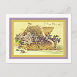 Carte Postale Violet Meilleurs voeux Vintage Floral