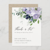 Carte Postale Violet rustique violet violet Mariage floral Merci (Devant / Derrière)