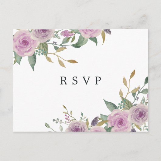 Carte postale Violet & Sage RSVP avec choix de rep (Devant)