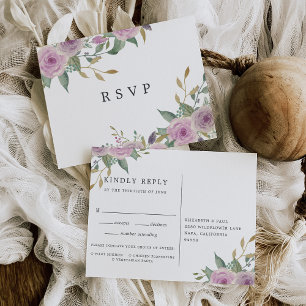 Carte postale Violet & Sage RSVP avec choix de rep