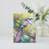 Carte Postale Violet Tufted Jay Imaginaire Bird (Debout devant)