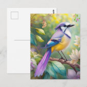 Carte Postale Violet Tufted Jay Imaginaire Bird (Devant / Derrière)
