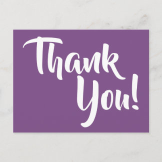 Carte Postale Violet violet et Merci de calligraphie blanche