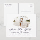 Carte Postale Violet Violet Romantique Brossé Cadre Enregistrer  (Devant / Derrière)