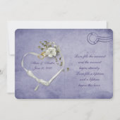 carte postale violette à coeur rose et ruban blanc (Devant)