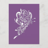 Carte postale violette de tatouage à papillon blan (Devant)