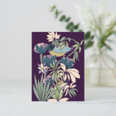 Carte postale violette du jardin de fleurs d'oisea (Debout devant)