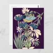 Carte postale violette du jardin de fleurs d'oisea (Devant / Derrière)