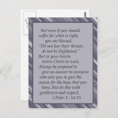 Carte postale violette "N'ayez pas peur" Bible Ver (Devant / Derrière)