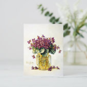 Carte Postale Violettes - Fleurs Violettes Délicates dans un Vas (Debout devant)