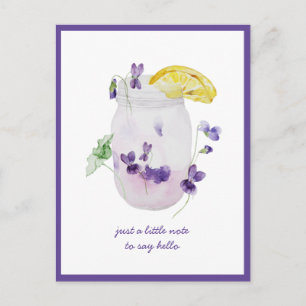 Carte Postale Violettes violettes, Carafe de limonade Pensée pou